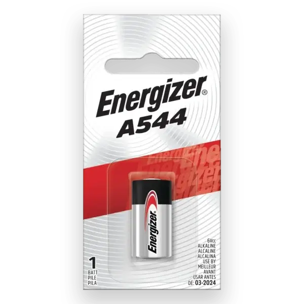 An Energizer 4LR44 A544 Alkaline Battery providing reliable 6V power for devices like cameras and dog collars, with long-lasting performance.