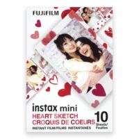 Fujifilm Instax Mini Film with Heart Sketch border and 10 exposures, perfect for capturing romantic moments with a unique touch.